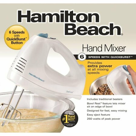 HAMILTON BEACH HAND MIXER WHITE 6SPD 62689